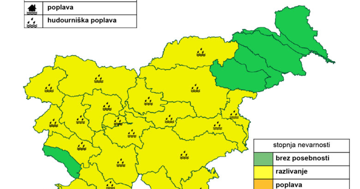 Vse več rek ima sušne pretoke v torek in sredo možne krajevne padavine