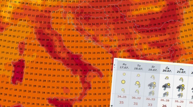 V ponedeljek vrhunec vročinskega vala, v sredo proti večeru nove nevihte