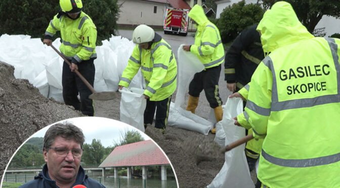 V občini Brežice Sava poplavlja v Ločah, Krka pa v Krški vasi