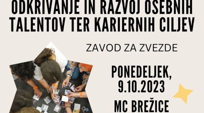 ⭐️V sklopu kampanije Time to move bo na kariernem sejmu, ki bo potekal 9.10.2023 v MC Brežice, možen obisk delavnice, ki jo prip…