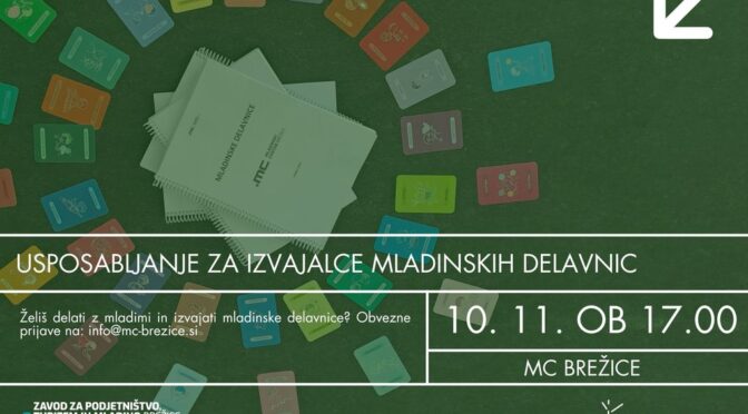 👉 Vabimo vse mlade, ki bi si želeli osvojiti veščine izvajanja delavnic, da se nam pridružijo na usposabljanju za izvajalce mlad…