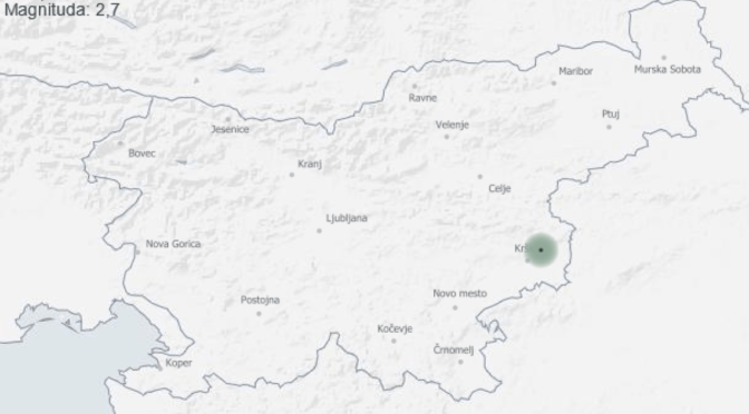 Potres magnitude 2.7 pet kilometrov vzhodno od Krškega