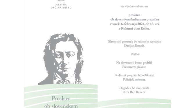 Vabilo na proslavo ob slovenskem kulturnem prazniku