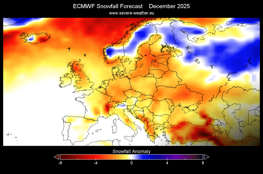 ECMWF model za snežne padavine nad Evropo