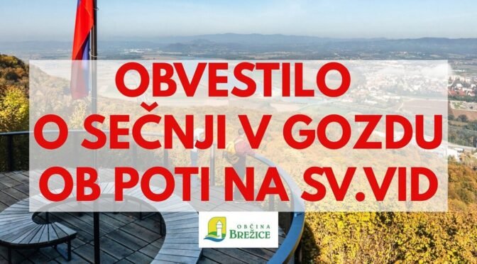 Pomembno obvestilo o sečnji v gozdu ob sprehajalni poti na Sveti Vid