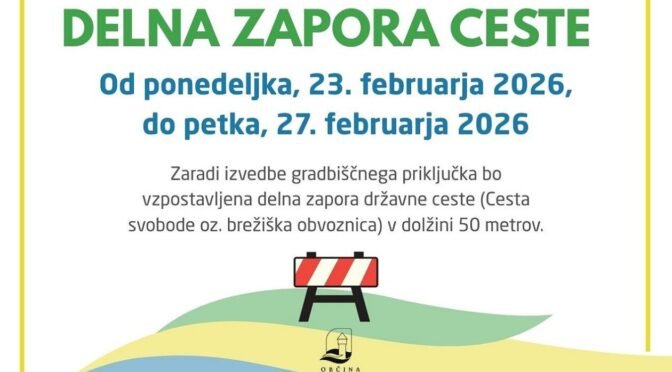 Obvestilo o delni zapori ceste – obvoznica Brežice