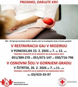 Krvodajalska akcija v Osnovni Šoli Gornji Grad