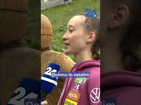 24UR┃Smučarska skakalka Nika Prevc je v izteku letalnice bratov Gorišek dobila svoj kip.