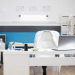 Vacant hospital room with laptop